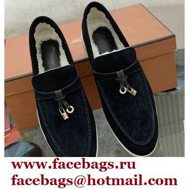 Loro Piana Shearling Fur Suede Calfskin Summer Charms Walk Loafers 07 - Click Image to Close
