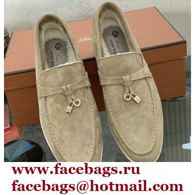 Loro Piana Shearling Fur Suede Calfskin Summer Charms Walk Loafers 08 - Click Image to Close