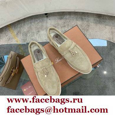 Loro Piana Shearling Fur Suede Calfskin Summer Charms Walk Loafers 08 - Click Image to Close