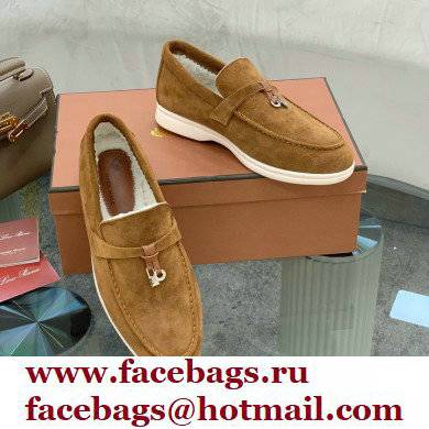 Loro Piana Shearling Fur Suede Calfskin Summer Charms Walk Loafers 09 - Click Image to Close