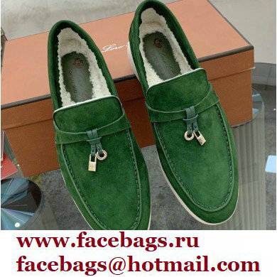 Loro Piana Shearling Fur Suede Calfskin Summer Charms Walk Loafers 11 - Click Image to Close