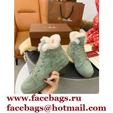 Loro Piana Shearling Fur Suede Nuages Mid Walk Sneakers 03 - Click Image to Close