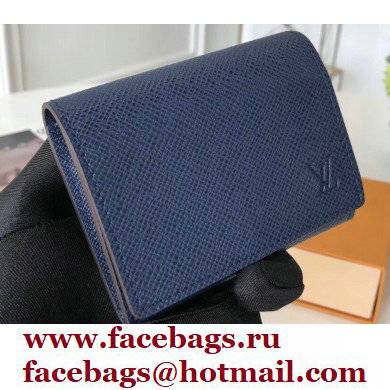 Louis Vuitton Enveloppe Carte de visite Card Holder Taiga Leather Ocean Blue