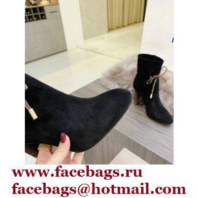 Louis Vuitton Heel 10cm Silhouette Ankle Boots Suede Black 2021