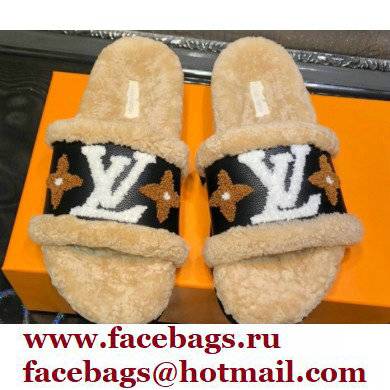 Louis Vuitton Shearling Paseo Flat Comfort Mules Beige 2021 - Click Image to Close