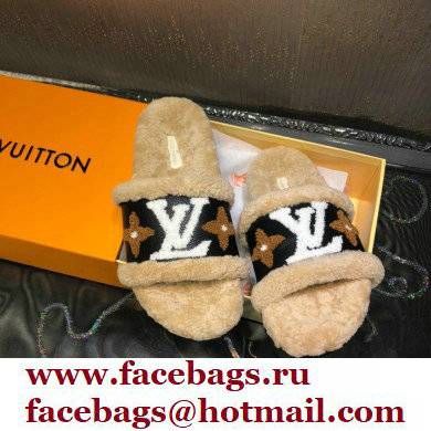 Louis Vuitton Shearling Paseo Flat Comfort Mules Beige 2021 - Click Image to Close