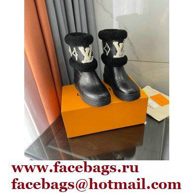 Louis Vuitton Shearling Snowdrop Flat Ankle Boots Leather Black 2021 - Click Image to Close