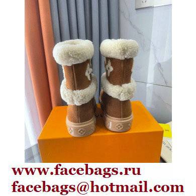 Louis Vuitton Shearling Snowdrop Flat Ankle Boots Suede Brown 2021 - Click Image to Close