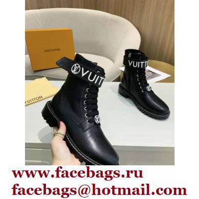 Louis Vuitton Territory Flat Ranger Ankle Boots Black with Adjustable Velcro Strap 2021