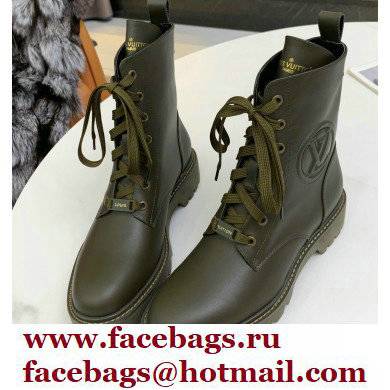 Louis Vuitton Territory Flat Ranger Ankle Boots Kaki Green 2021 - Click Image to Close
