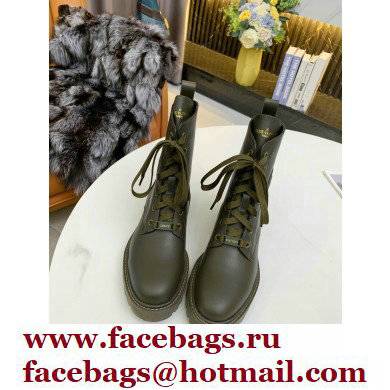 Louis Vuitton Territory Flat Ranger Ankle Boots Kaki Green 2021