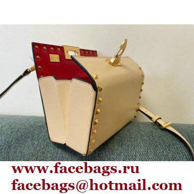 Valentino Rockstud Alcove Grainy Calfskin Box Bag Nude 2021 - Click Image to Close