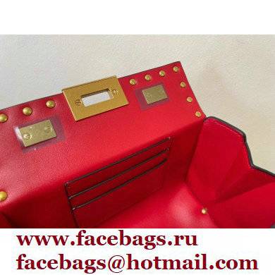 Valentino Rockstud Alcove Grainy Calfskin Box Bag Red 2021