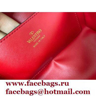 Valentino Rockstud Alcove Grainy Calfskin Box Bag Red 2021 - Click Image to Close