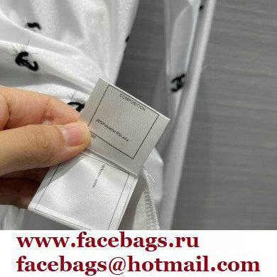 chanel logo embroidery U-neck shirt white 2021 - Click Image to Close