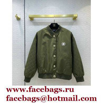 chanel quilting cotton jacket army green 2021