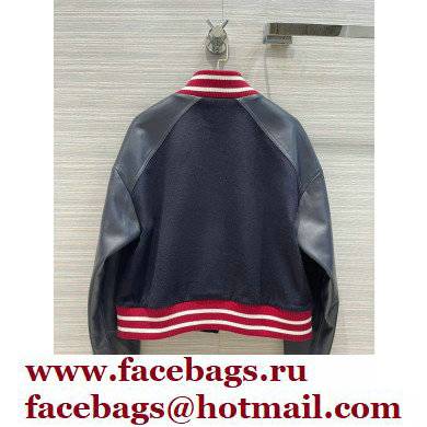 chanel tweed/leather jacket navy blue 2021
