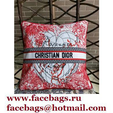 dior Red and White D-Royaume d'Amour Embroidery pillow