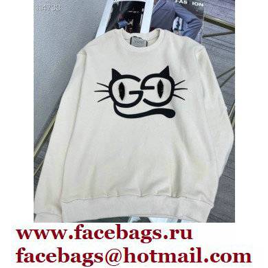 gucci Cat eyes print cotton jersey sweatshirt off white