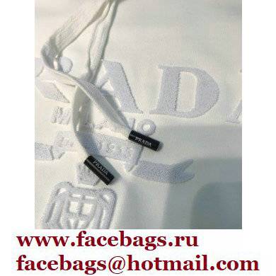 prada 2021 FW LOGO Embroidery HOODIE WHITE - Click Image to Close