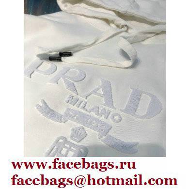 prada 2021 FW LOGO Embroidery HOODIE WHITE - Click Image to Close