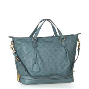 Louis Vuitton Mahina Leather Stellar MM M93178 Blue Calfskin With Gold Hardware - Click Image to Close