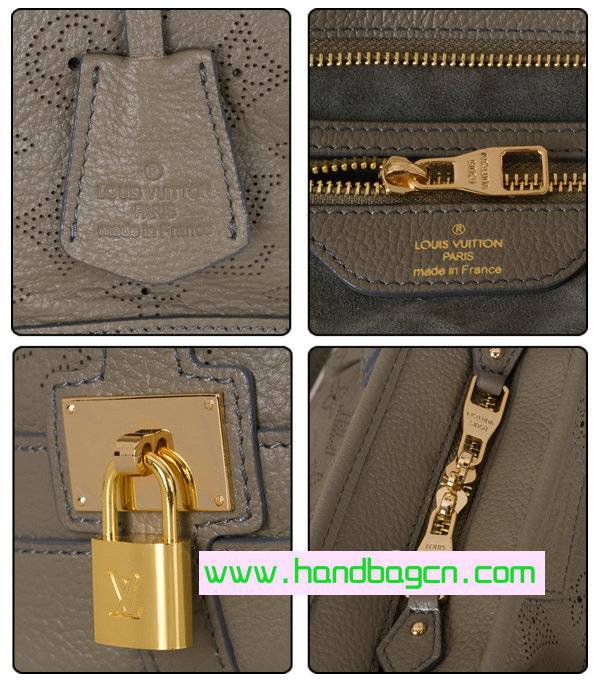 Louis Vuitton Mahina Leather Stellar MM M93178 Khaki Calfskin With Gold Hardware - Click Image to Close