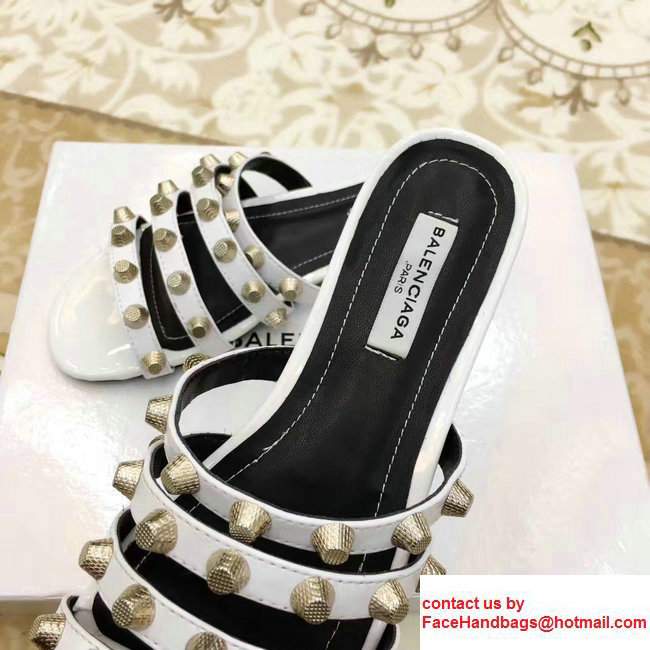 Balenciaga Giant Gold Metal Studs Mules Sandals White 2017 - Click Image to Close