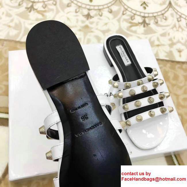 Balenciaga Giant Gold Metal Studs Mules Sandals White 2017 - Click Image to Close