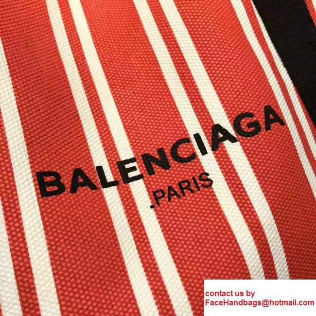 Balenciaga Navy Striped Cabas L Summer Tote Large Bag Red 2017