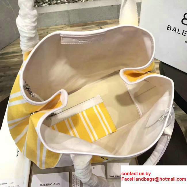 Balenciaga Navy Striped Cabas L Summer Tote Large Bag Yellow 2017 - Click Image to Close