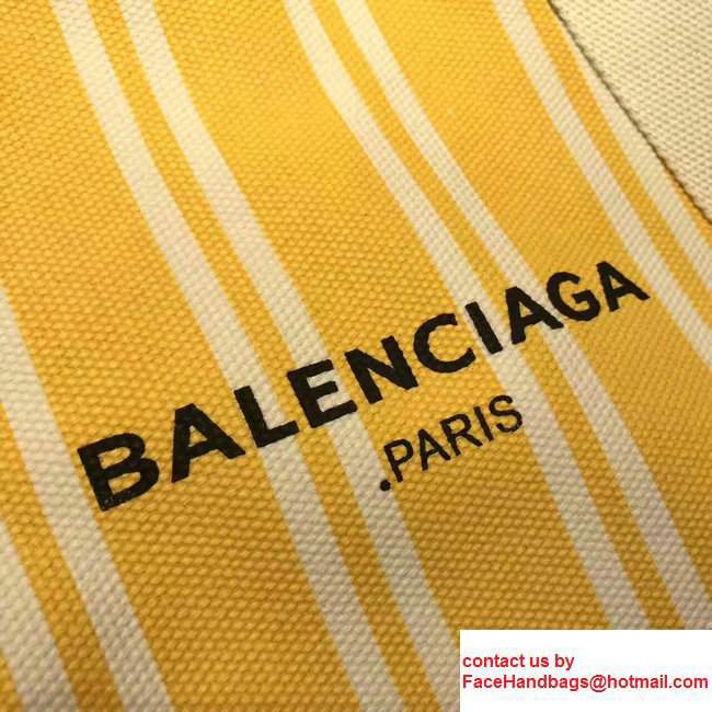 Balenciaga Navy Striped Cabas L Summer Tote Large Bag Yellow 2017 - Click Image to Close