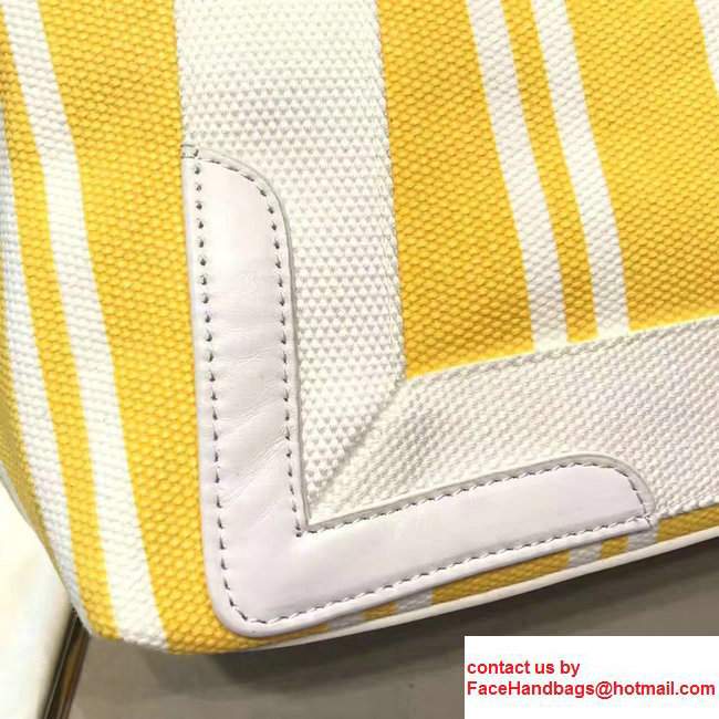 Balenciaga Navy Striped Cabas L Summer Tote Large Bag Yellow 2017
