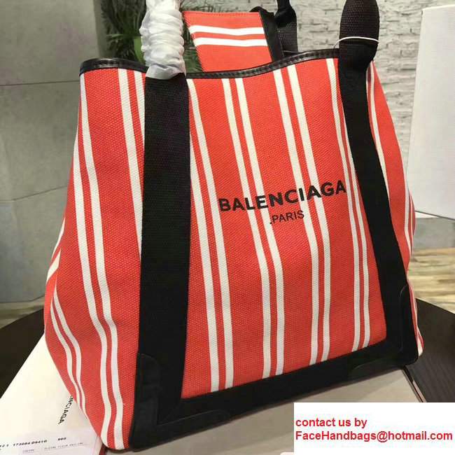 Balenciaga Navy Striped Cabas M Summer Tote Medium Bag Red 2017 - Click Image to Close