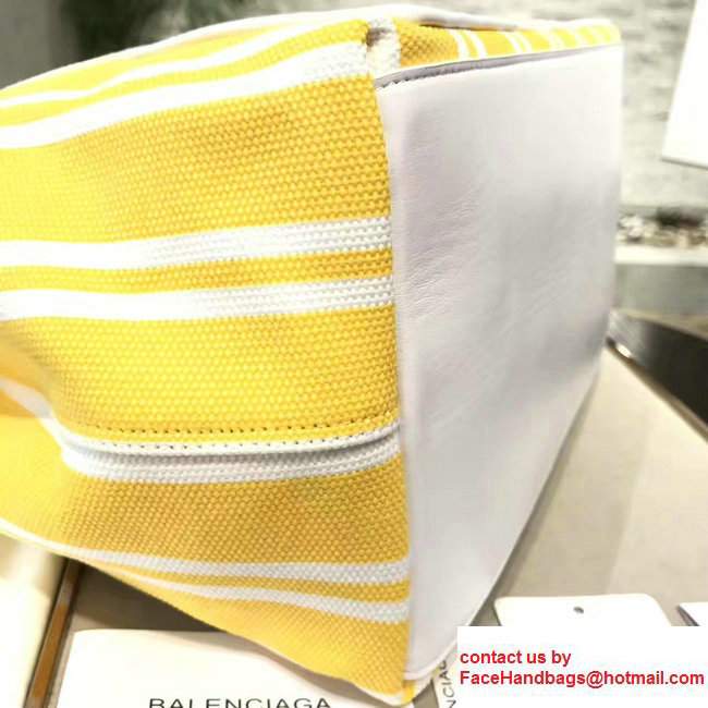Balenciaga Navy Striped Cabas M Summer Tote Medium Bag Yellow 2017