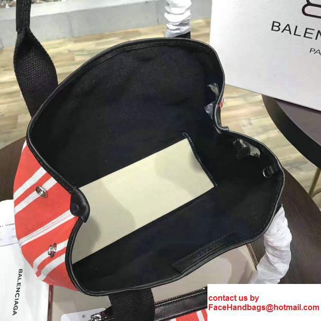 Balenciaga Navy Striped Cabas S Summer Tote Small Bag Red 2017