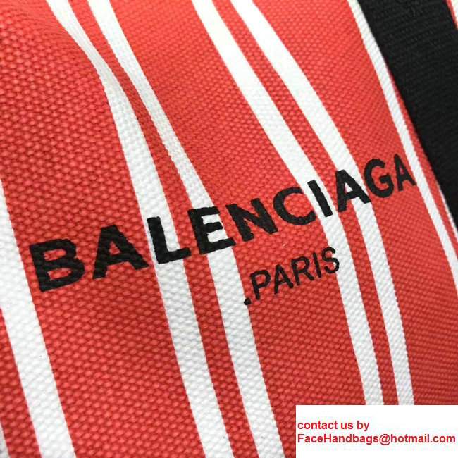 Balenciaga Navy Striped Cabas S Summer Tote Small Bag Red 2017 - Click Image to Close