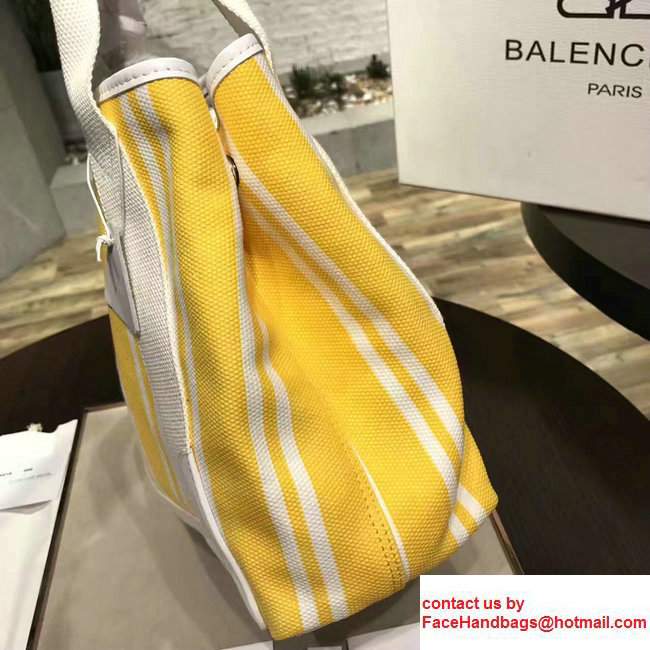Balenciaga Navy Striped Cabas S Summer Tote Small Bag Yellow 2017 - Click Image to Close