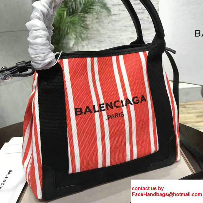 Balenciaga Navy Striped Cabas XS Summer Tote Mini Bag Red 2017