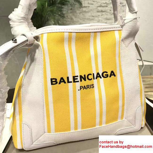 Balenciaga Navy Striped Cabas XS Summer Tote Mini Bag Yellow 2017 - Click Image to Close