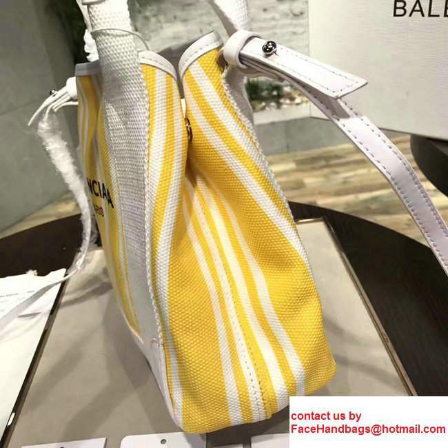 Balenciaga Navy Striped Cabas XS Summer Tote Mini Bag Yellow 2017