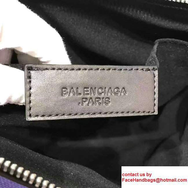 Balenciaga Navy Striped Canvas Clip Clutch Pouch Medium Bag Blue 2017 - Click Image to Close
