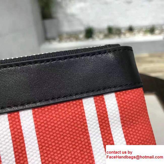 Balenciaga Navy Striped Canvas Clip Clutch Pouch Medium Bag Red 2017 - Click Image to Close