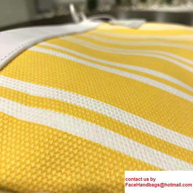 Balenciaga Navy Striped Canvas Clip Clutch Pouch Medium Bag Yellow 2017 - Click Image to Close