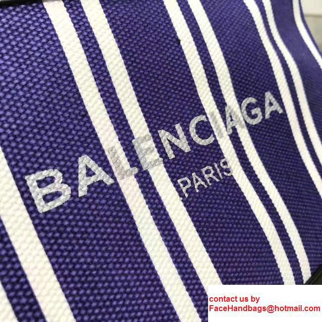 Balenciaga Navy Striped Canvas Clip Clutch Pouch Small Bag Blue 2017 - Click Image to Close