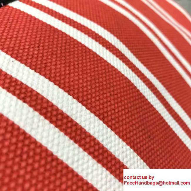 Balenciaga Navy Striped Canvas Clip Clutch Pouch Small Bag Red 2017 - Click Image to Close