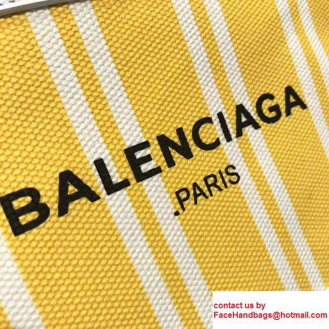 Balenciaga Navy Striped Canvas Clip Clutch Pouch Small Bag Yellow 2017