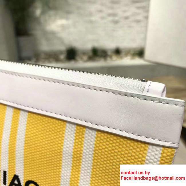 Balenciaga Navy Striped Canvas Clip Clutch Pouch Small Bag Yellow 2017 - Click Image to Close