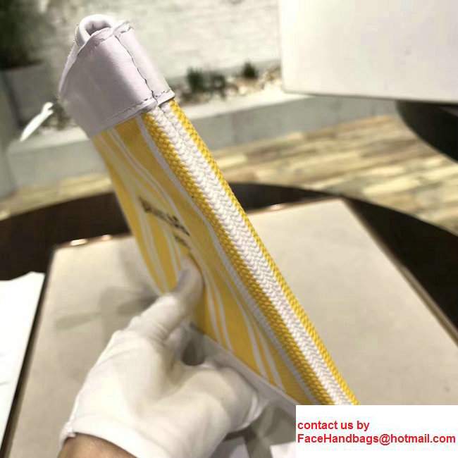 Balenciaga Navy Striped Canvas Clip Clutch Pouch Small Bag Yellow 2017 - Click Image to Close