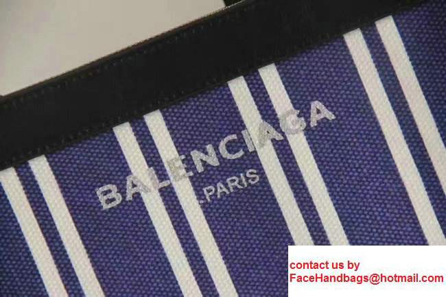 Balenciaga Navy Striped Canvas Summer Clutch Bag with Strap Blue 2017 - Click Image to Close